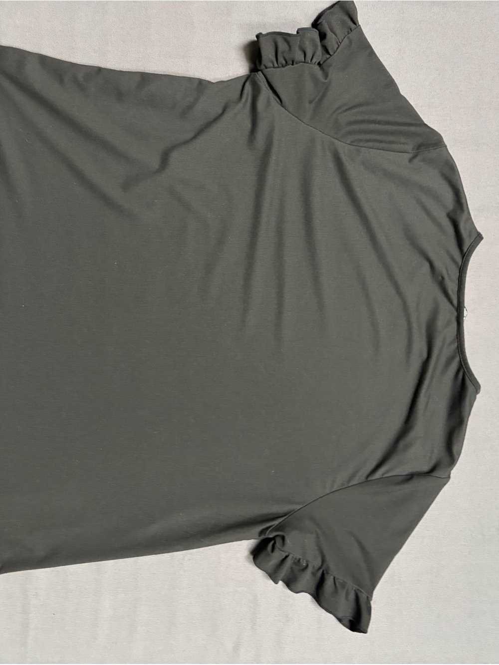 SHEIN Black Ruffle Sleeve Crewneck Top - Picture 2 of 7